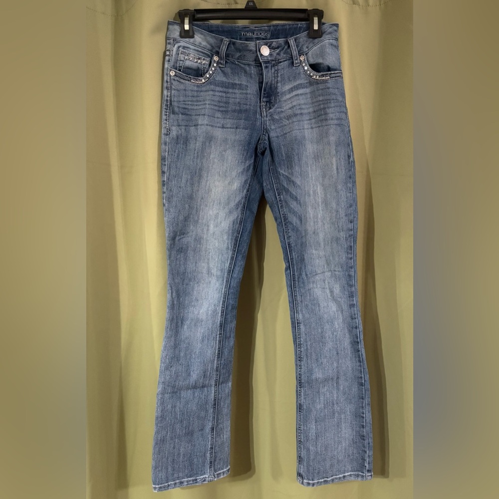 Women's Maurices Denim Blue Jeans - Size 2 Regular - Embroidered